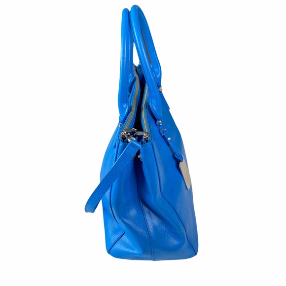 LRL Ralph Lauren ♔ Newbury Double Zip Large Leather Satchel Handbag ♔ Pacific - Picture 3 of 16